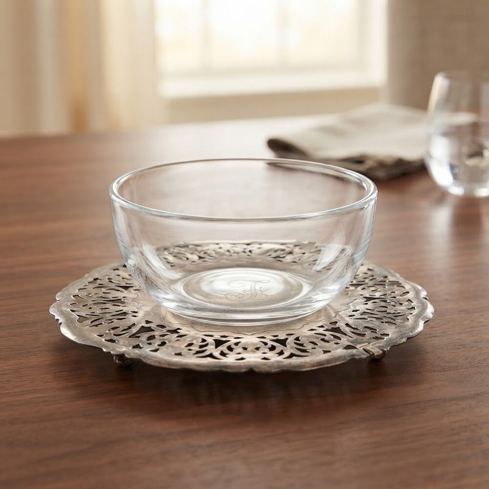Vintage Silverplate Monogram F Pierced Filigree Denmark Trivet